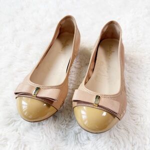 Cole Haan Woman US5 Tan Leather Bow Ballet Slip-On Comfort Shoes Classic Preppy